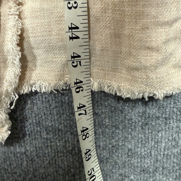 Zara Size XS Cardigan Duster Cream Linen Blend Kimono Fringe Oversized Lagenlook - Picture 8 of 9